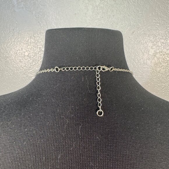 Long Silver Tone Tassel Pendant Necklace Swirl Design Elegant Statement Jewelry - Picture 4 of 4